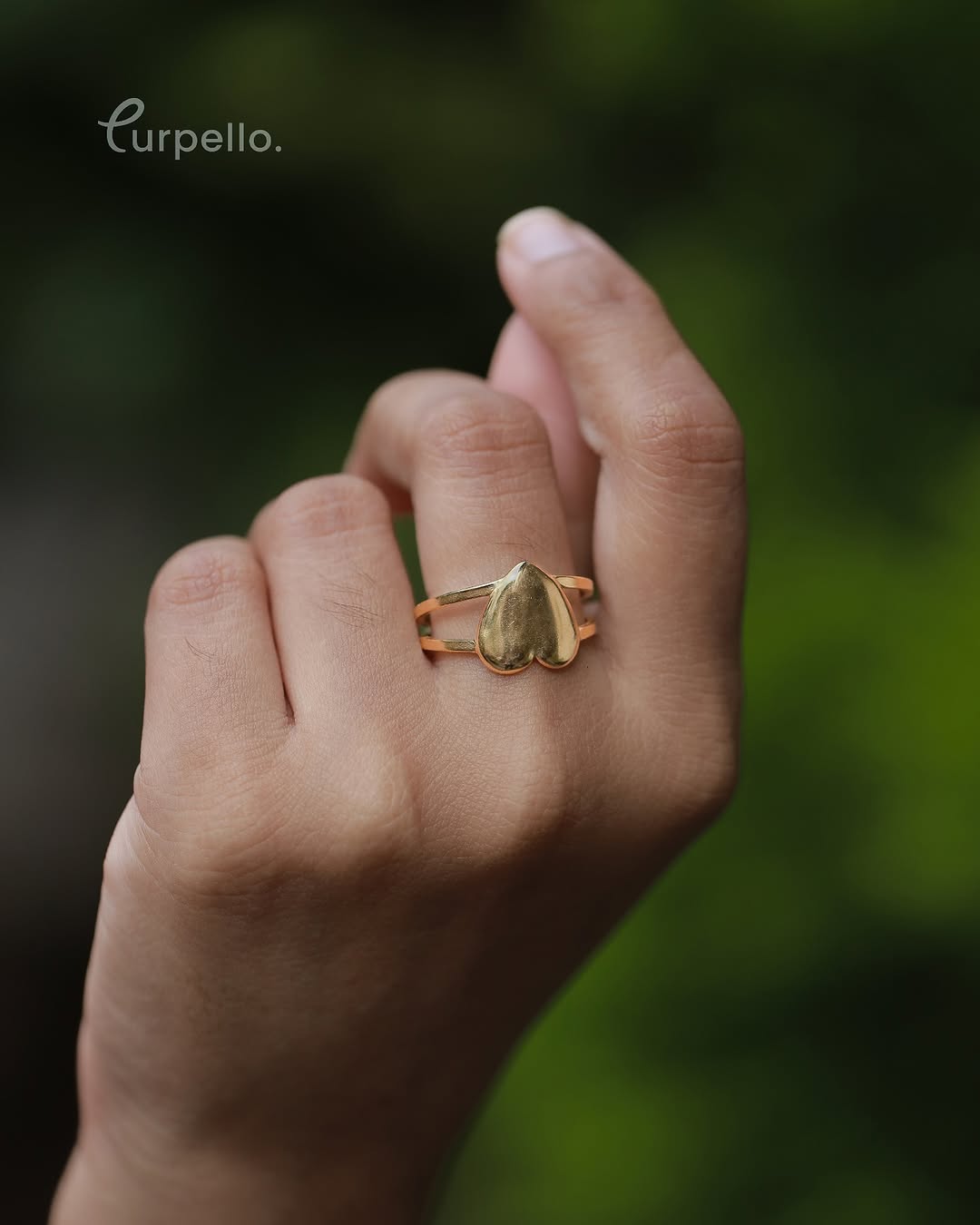 Purpello Golden Heart Adjustable Ring