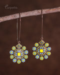 Purpello Vintage Mosaic Sunflower Drop Earrings