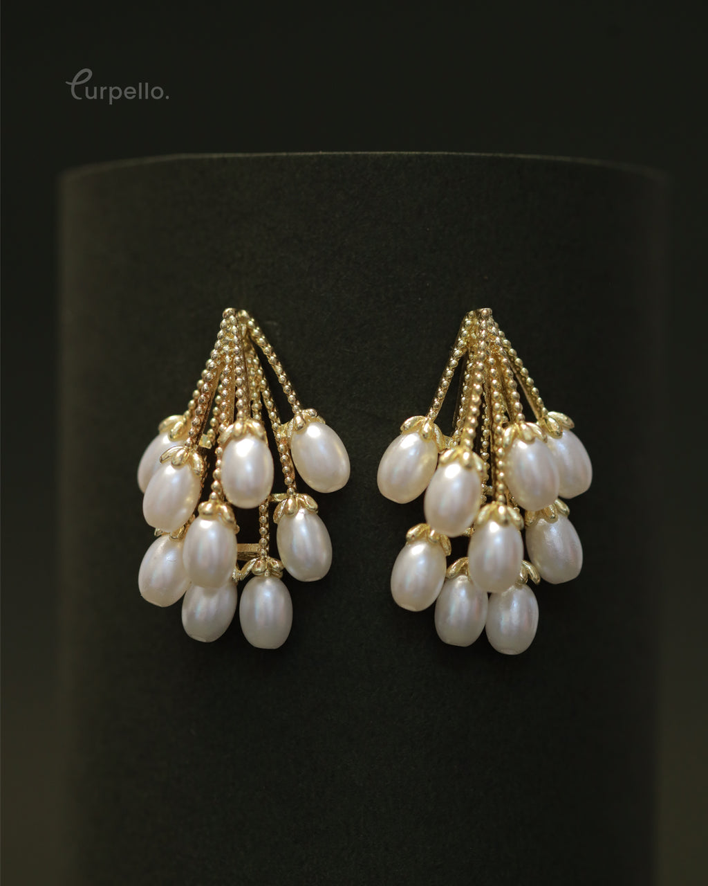 Purpello cluster pearl drop earrings