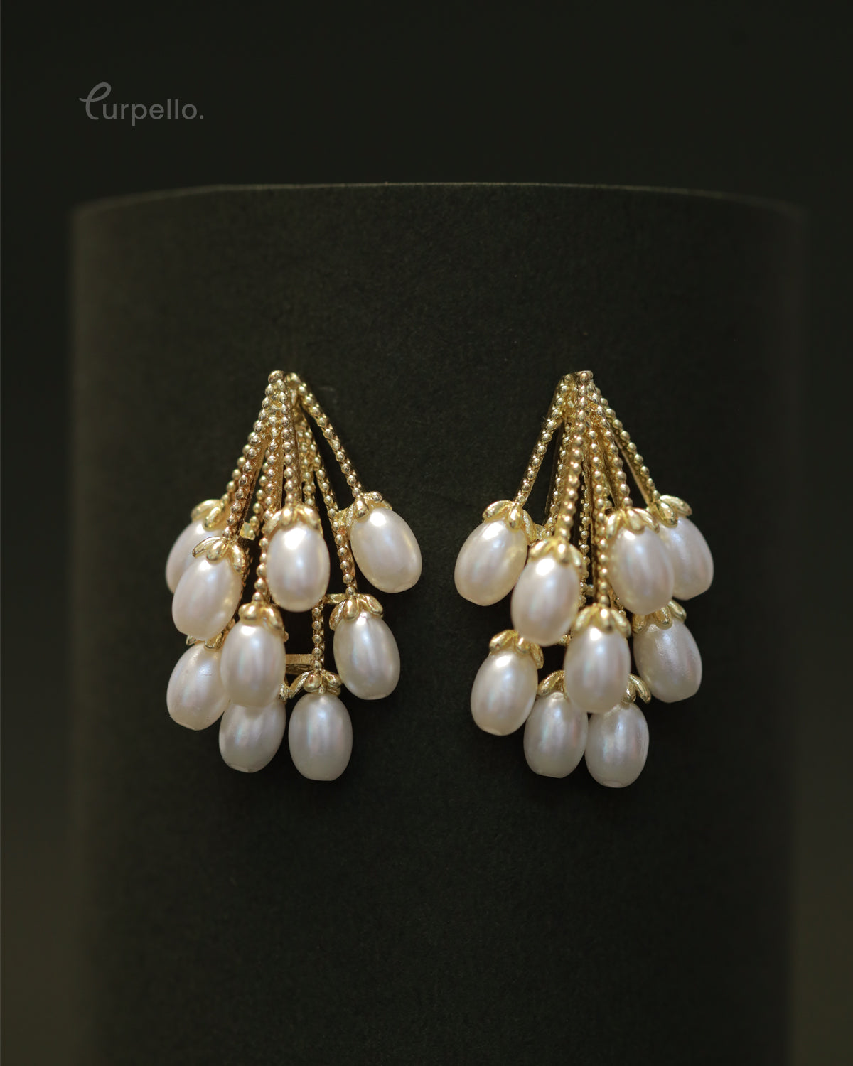 Purpello cluster pearl drop earrings