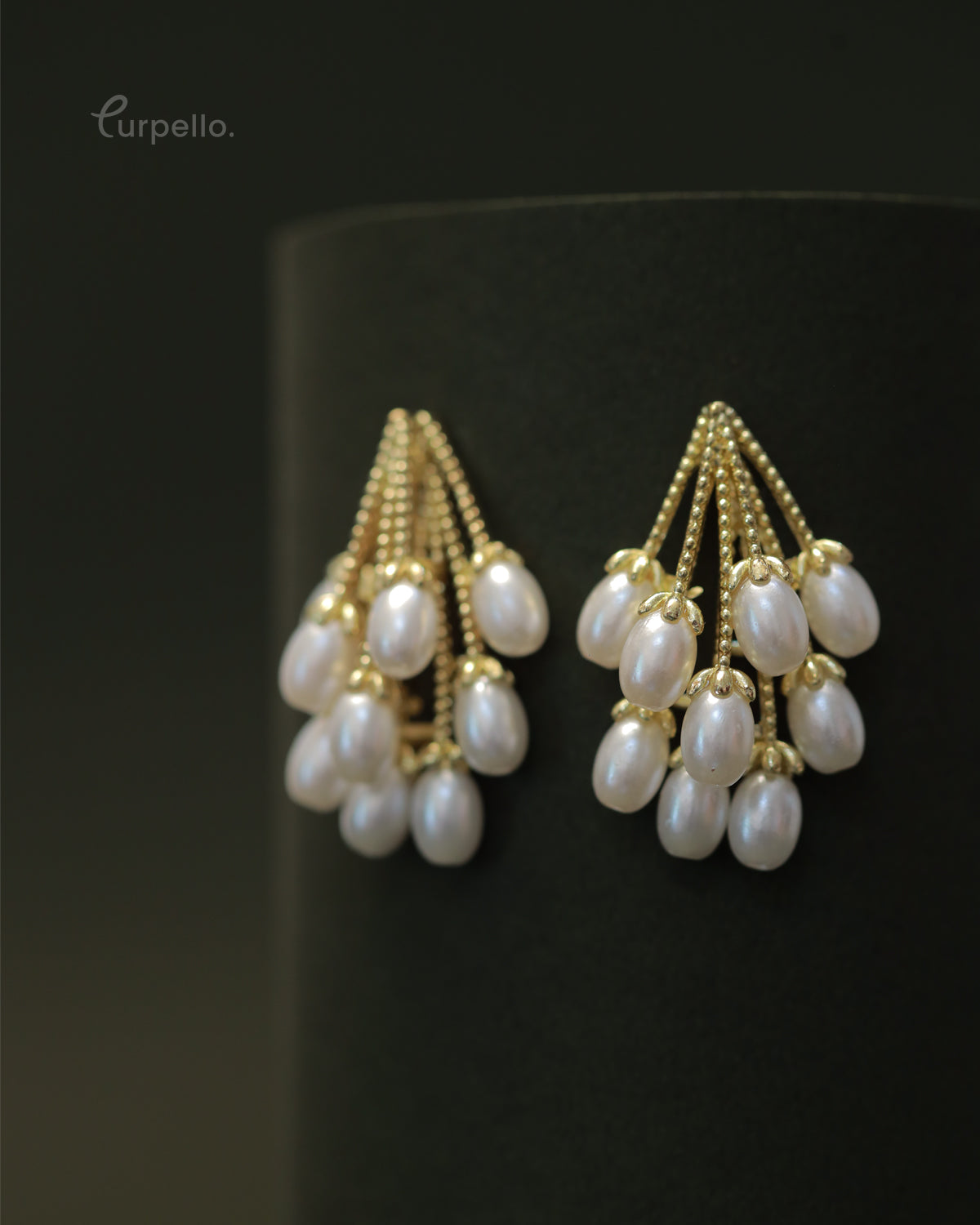 Purpello cluster pearl drop earrings