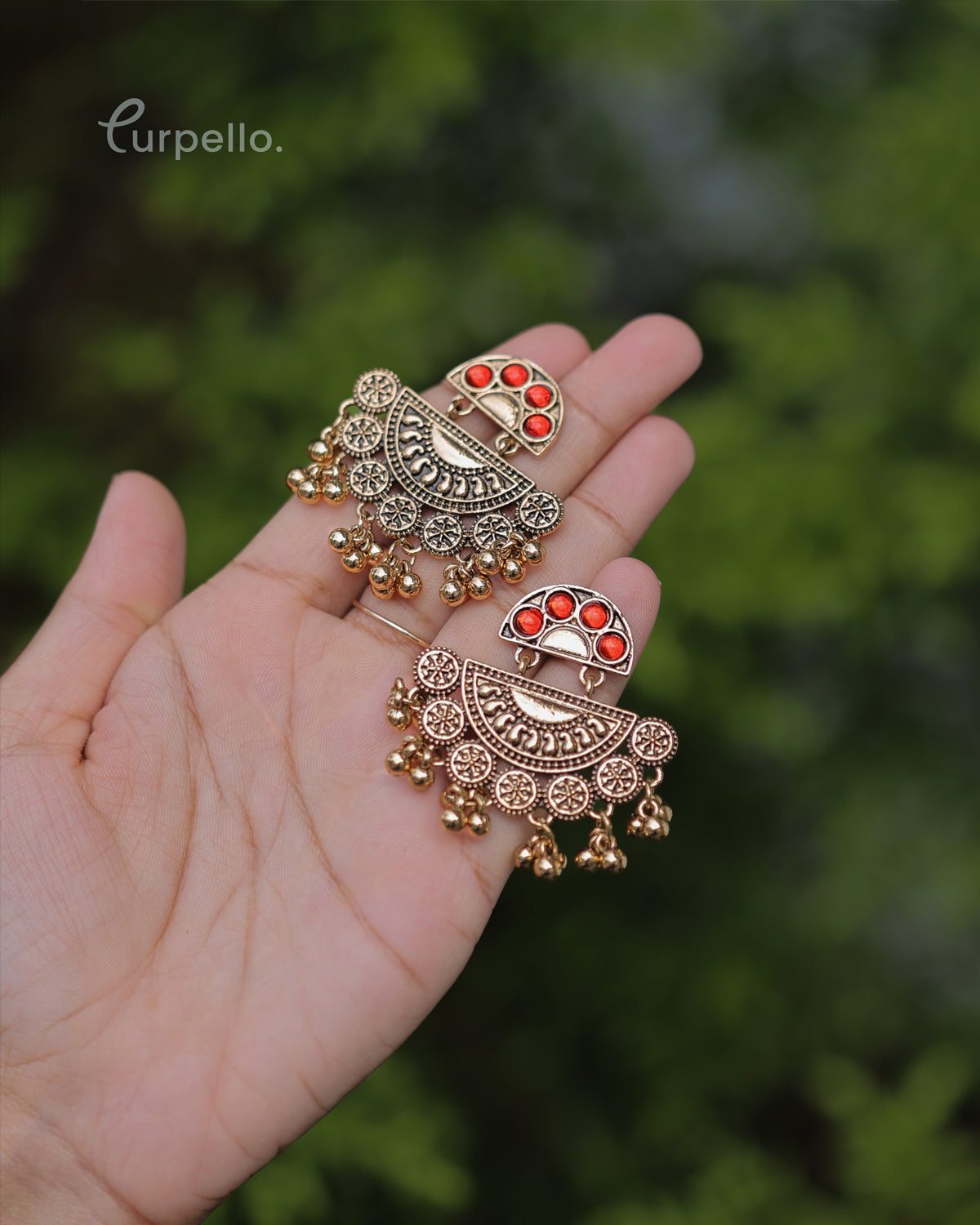 Purpello Antique Gold Plated Multicoloured Earring