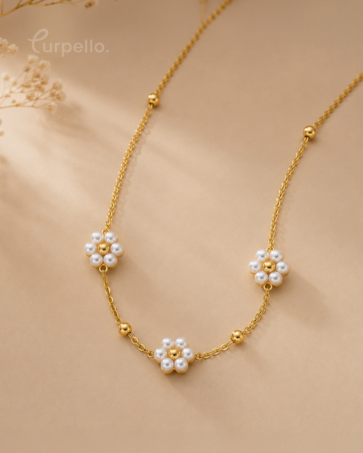 Purpello Pearl Blossom Gold-Tone Floral Necklace