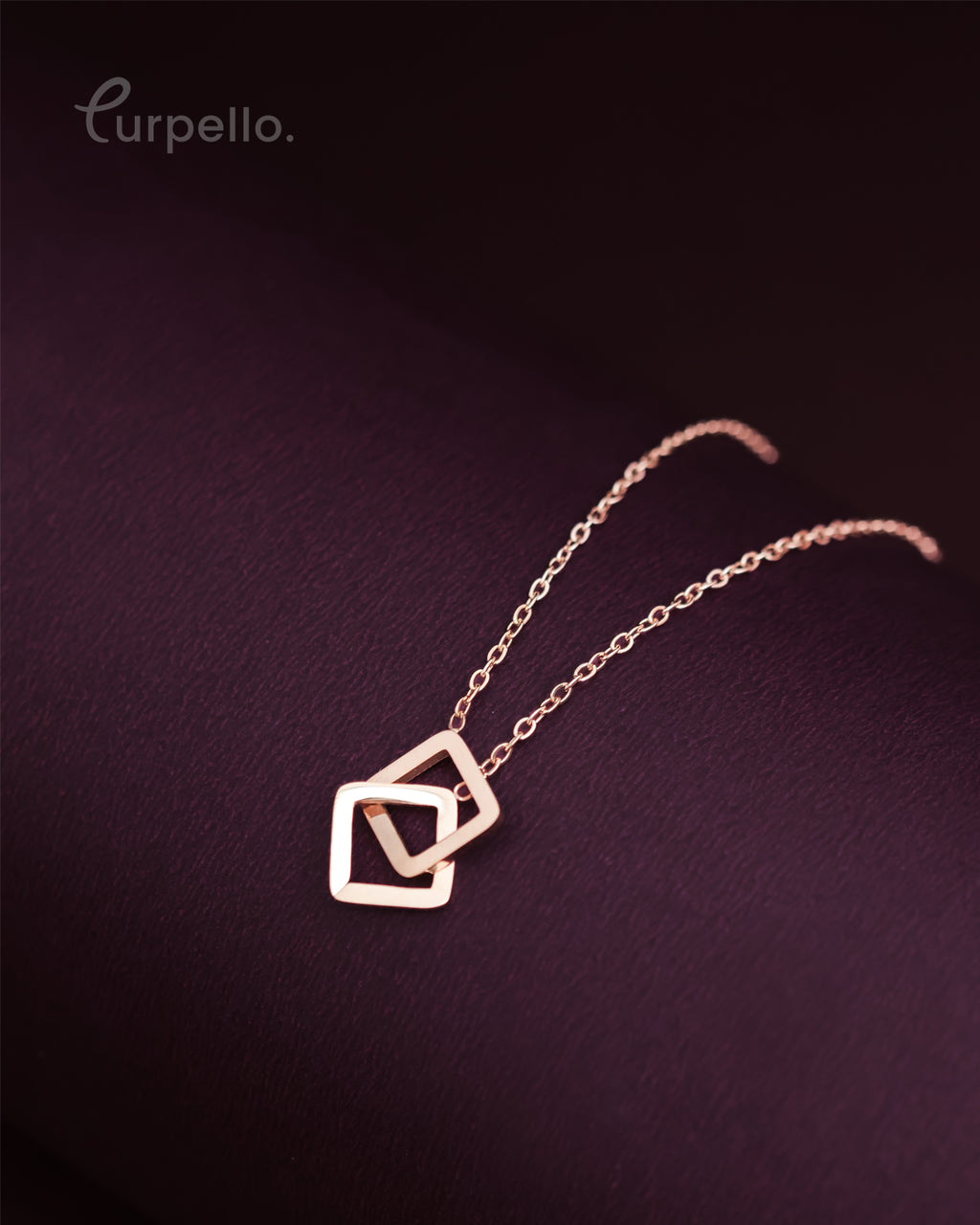 Purpello Rose Gold Geometric Pendant Chain