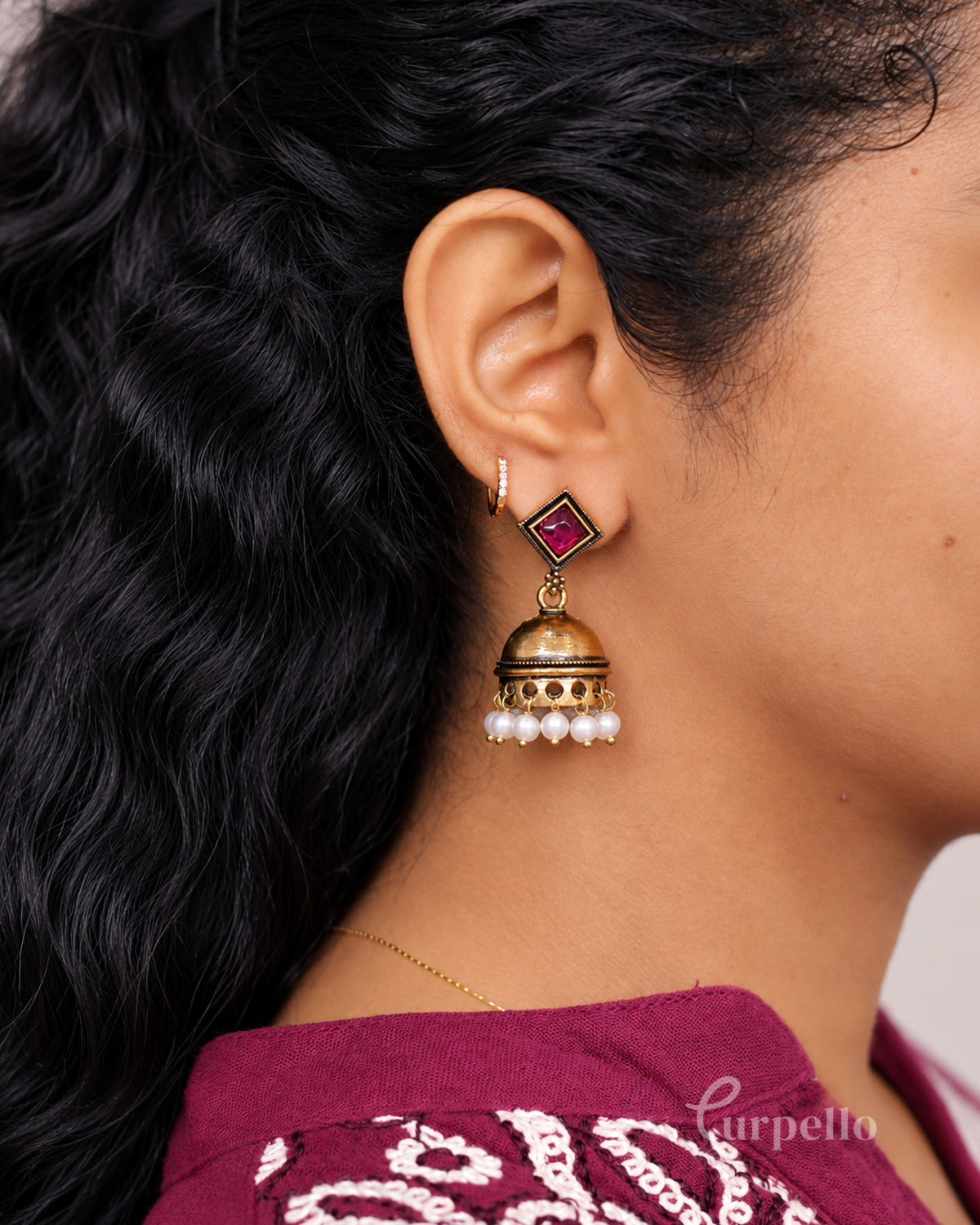 Gulabi Dome Jhumka