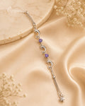 Silver Dolphin Charm Bracelet with Purple Crystal Accents