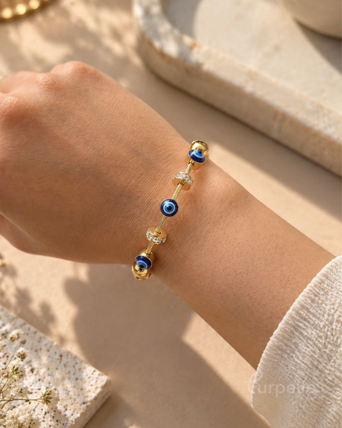 Evil Eye Charm Gold Bracelet
