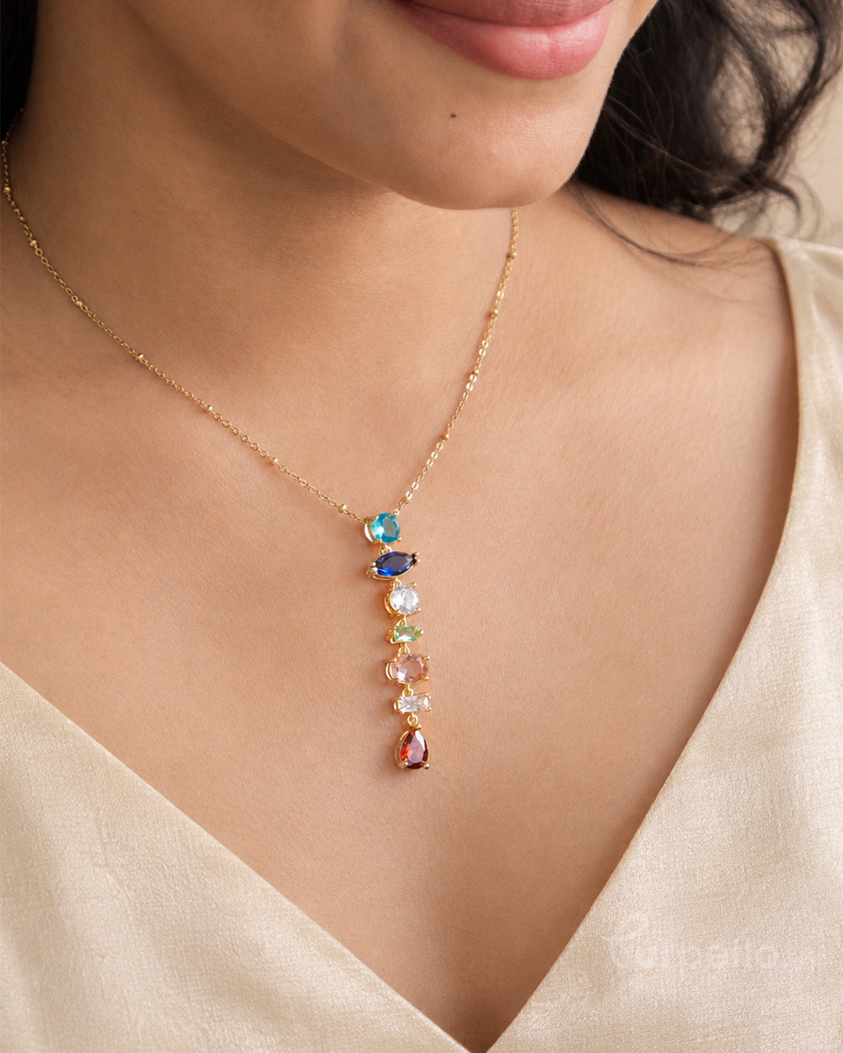 Purpello Aurora Multicolour Drop Necklace