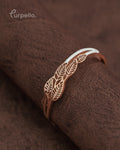 Purpello Rose Gold Leaf Design Open Bangle