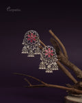 Purpello Floral Silver Jhumka Earrings