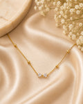 Elegant Double-Stone Gold Beaded Necklace