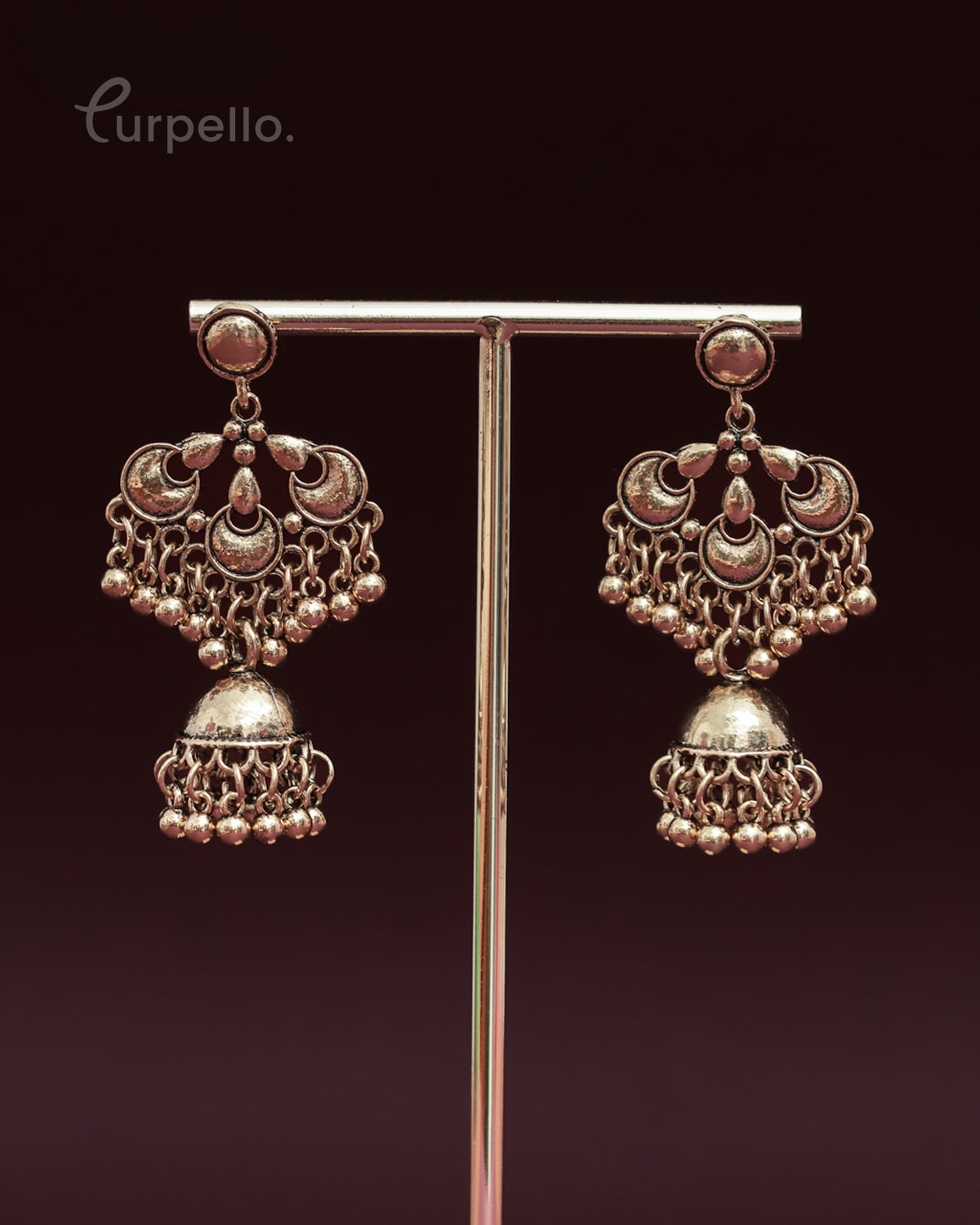 Purpello Traditional Jhumka Dangle Earrings with Bead Drops
