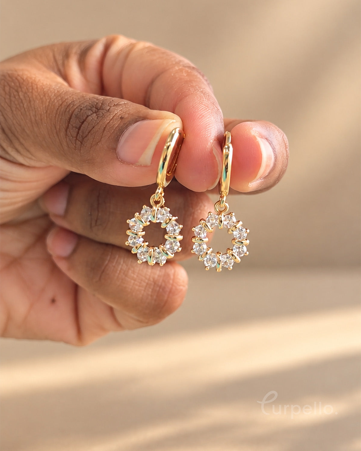 Crystal Halo Anti-Tarnish Hoop Earrings