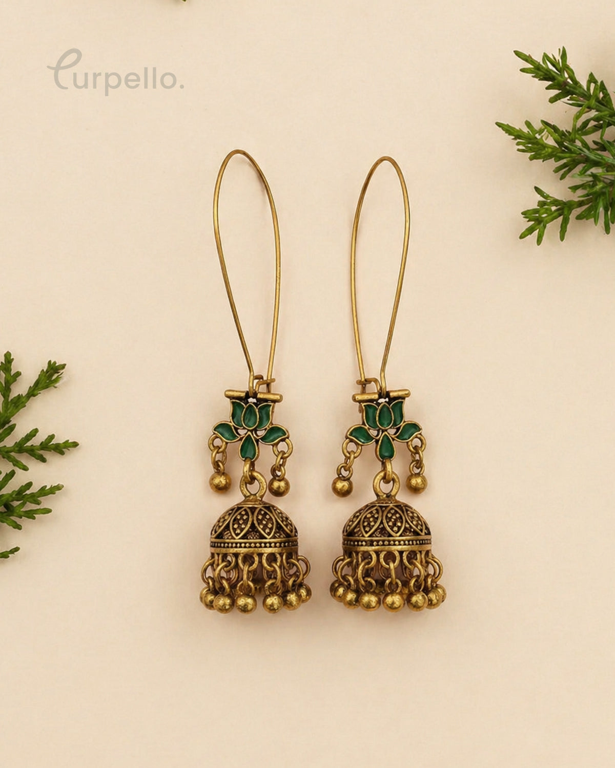 Purpello Antique Gold Jhumka Earrings