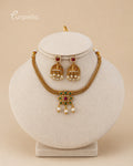 Antique Multi-Strand Pendant Necklace Set with Pearl Jhumkas
