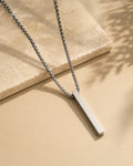 Purpello Men's Silver Bar Pendant Necklace