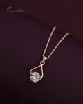 Purpello Rose Gold Heart Crystal Pendant Chain