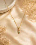 Purpello Rose Gold Triple Stone Pendant Necklace