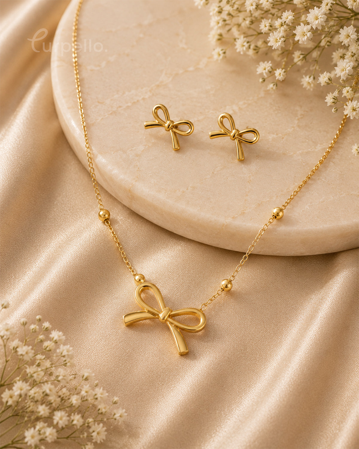 Purpello Minimalist Bow Necklace Set
