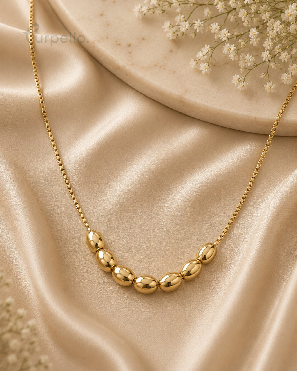 Purpello Premium Gold Beaded Chain