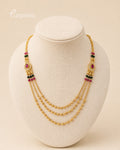 Traditional Three-Layer Gold Beaded Haram Necklace
