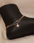 Purpello Dual Layer Clover Charm Rose Gold Anklet