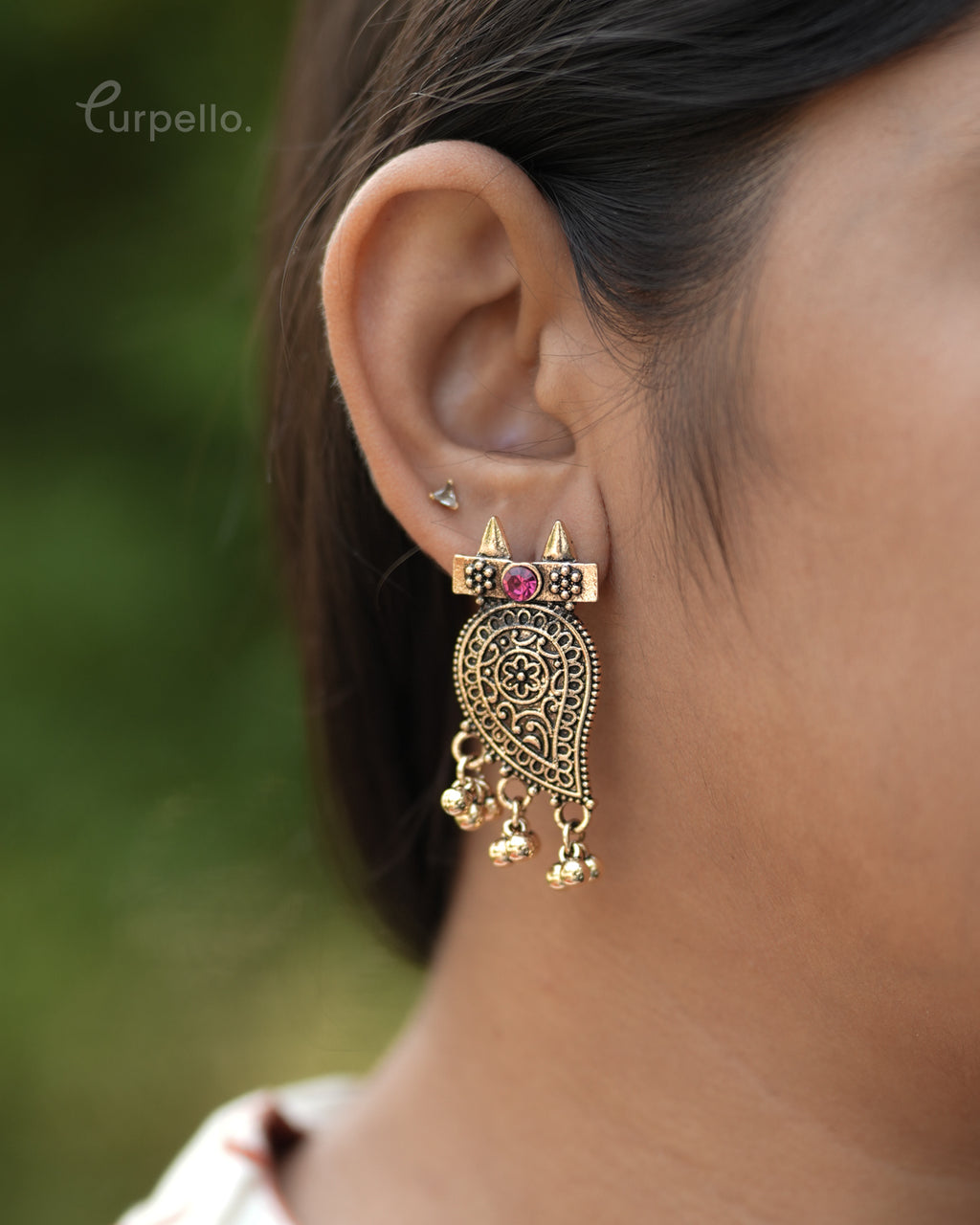 Purpello Antique Owl Motif Earrings
