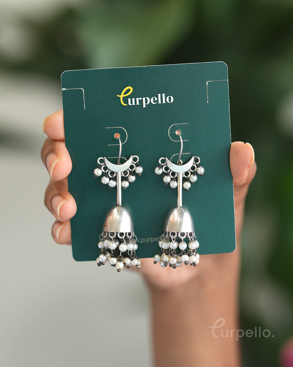 Chandrika Pearl Drop Oxidised Hangings