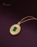 Purpello Emerald Glow Coin Pendant Chain