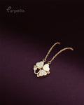 Purpello Gold Clover Heart Crystal Pendant Chain