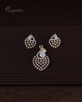 Purpello Elegant Teardrop Mesh Diamond Replica Pendant Set
