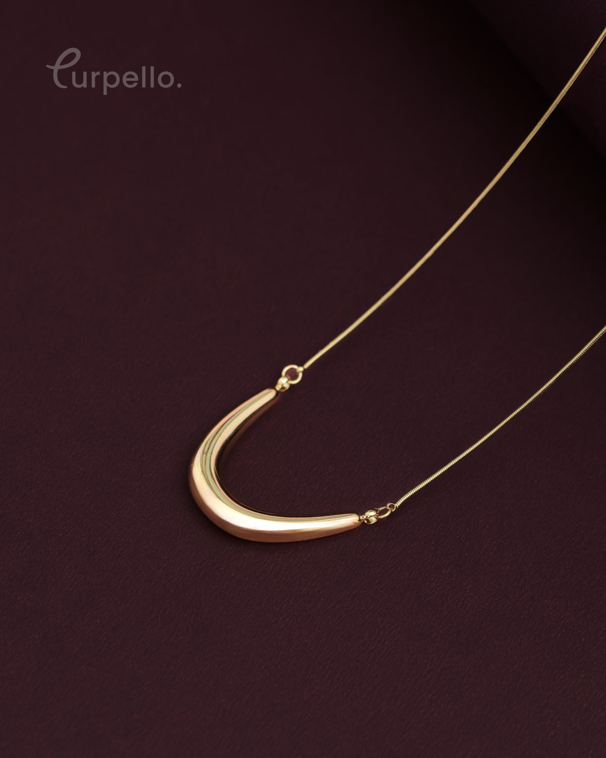 Purpello Gold Curve Statement Necklace
