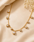 Purpello Crystal Drop Gold-Tone Charm Necklace