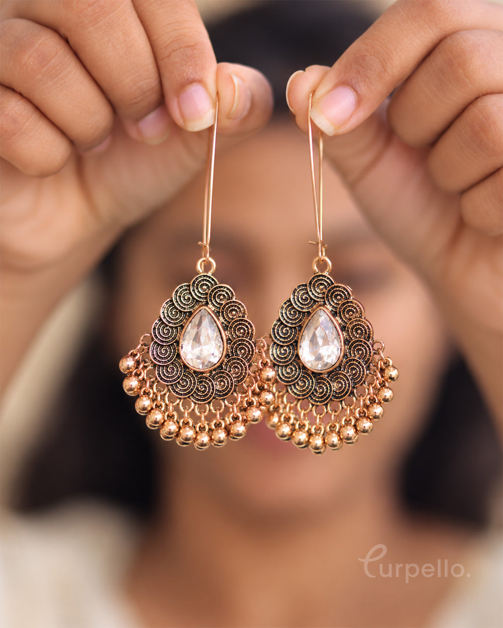 Taarika – Vintage Crystal Antique Drop Earrings