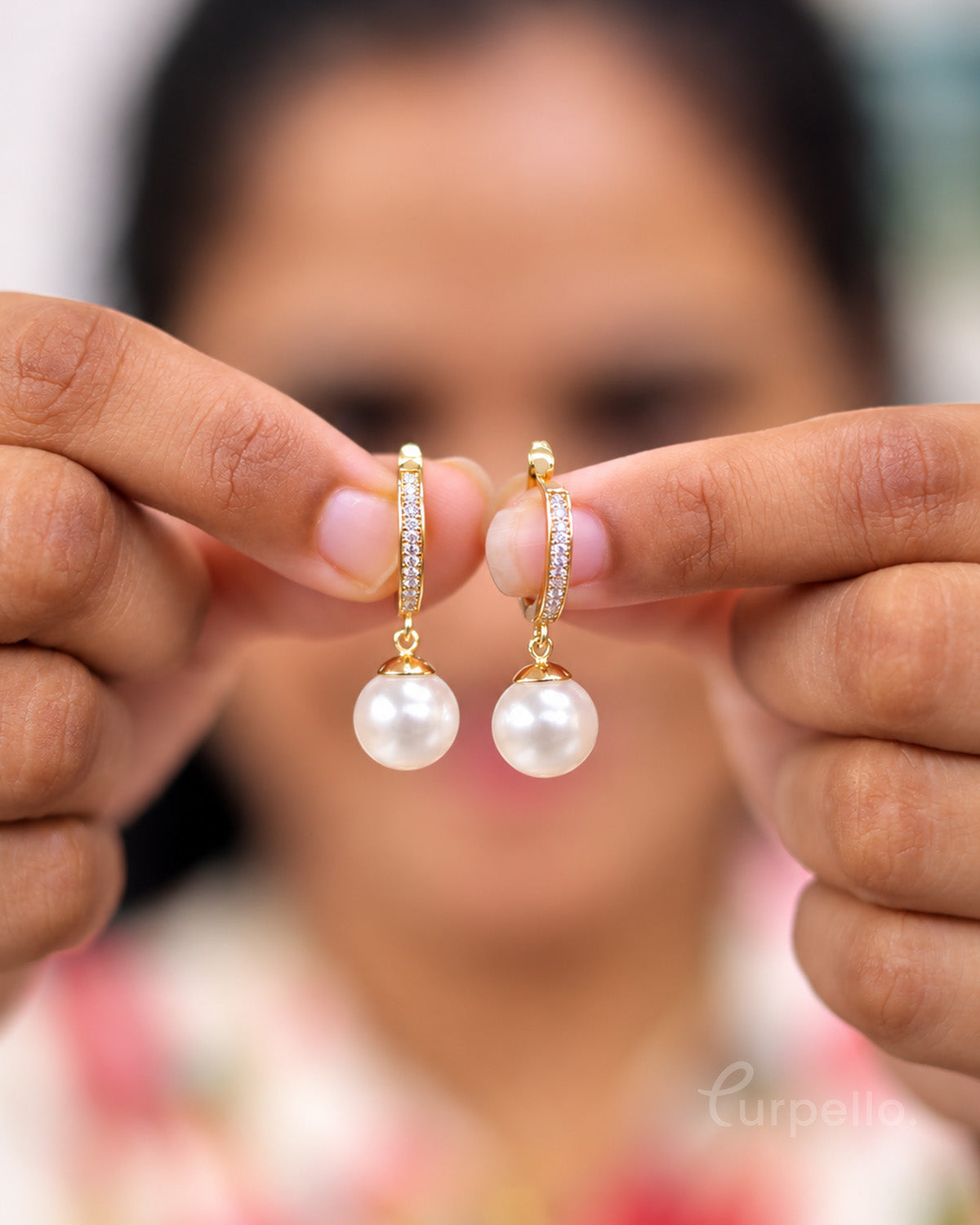 Pearlise Glow – Crystal Hoop & Pearl Drop Earrings