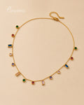 Purpello Multicolor Gemstone Charm Gold-Tone Necklace