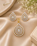 Purpello Royal Teardrop Diamond Replica Pendant Set