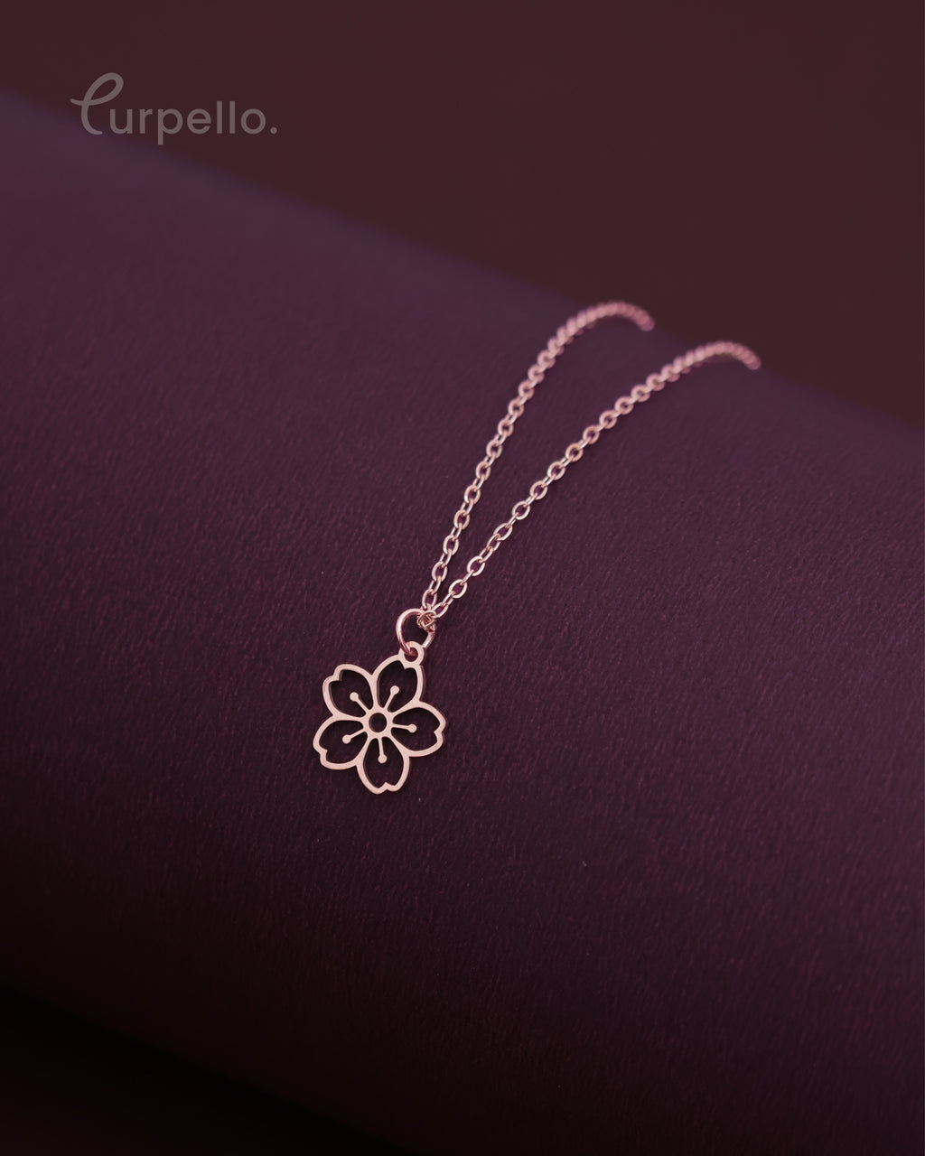 Purpello Elegant Floral Rose Gold Pendant Chain