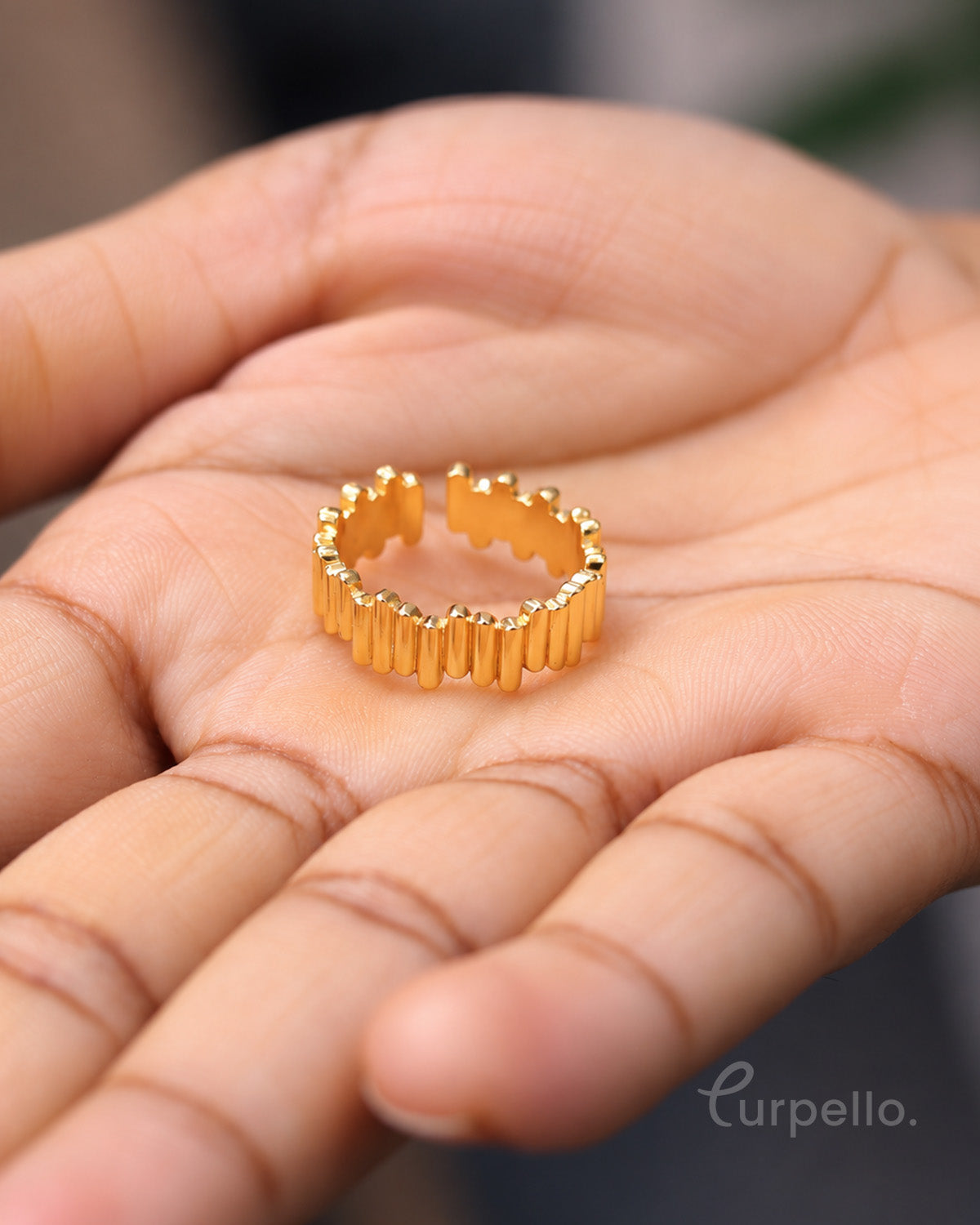 Aurelia Gold Ribbed Adjustable Ring