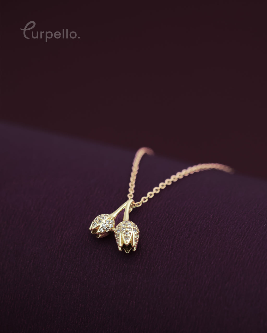 Purpello Twin Bloom Anti-Tarnish Pendant Chain