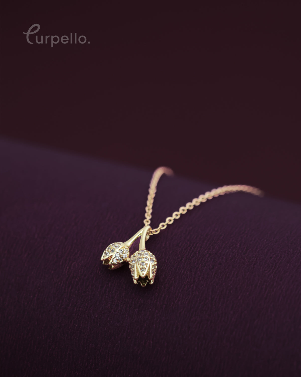 Purpello Twin Bloom Anti-Tarnish Pendant Chain