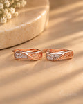 Purpello Rose Gold Crystal Wave Earring