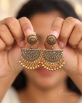 Arunika – Antique Gold Chandbali Earrings