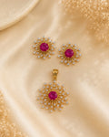 Purpello Ruby Sunburst Pendant Set