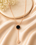 Purpello Rose Gold Black Charm Lariat Necklace