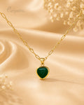 Purpello Green Heart Pendant Necklace