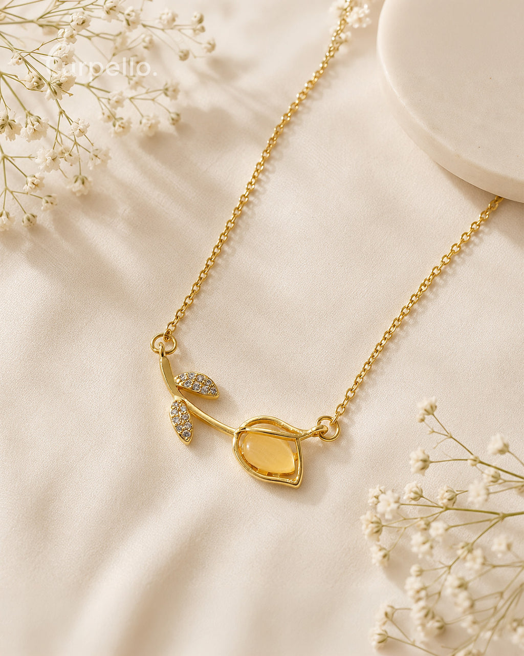 Golden Leaf Anti-Tarnish Minimal Pendant Necklace