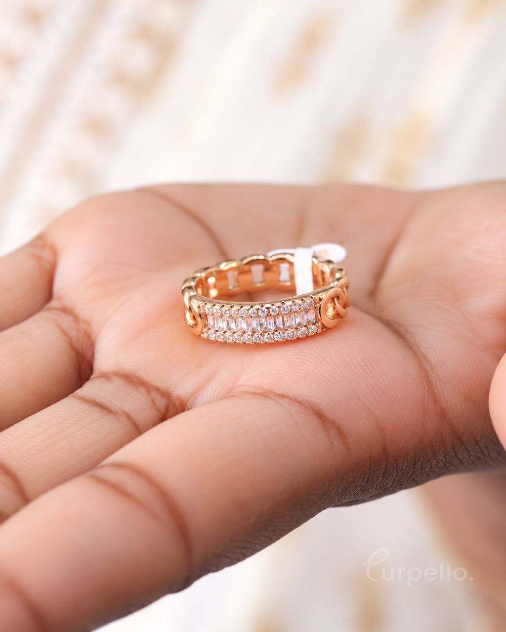 18K Gold Plated Baguette Stone Ring