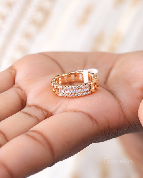 18K Gold Plated Baguette Stone Ring
