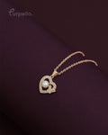 Purpello Gold Pearl Heart Pendant Chain